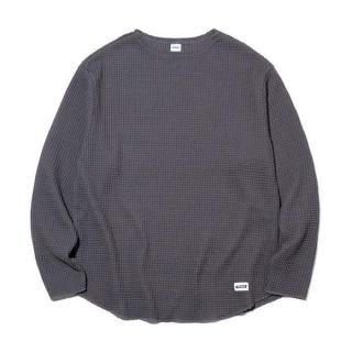 RADIALL/BIG WAFFLE-BOAT NECK T-SHIRT L/S/STEEL GRAY