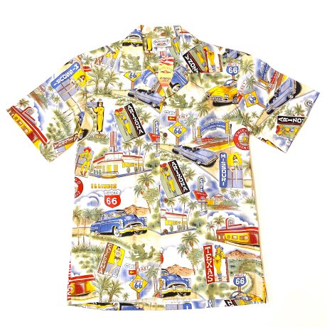<div>PACIFIC LEGEND</div>MADE IN HAWAII USA<br>ALOHA SHIRT<br>ROUTE 66 BLUE