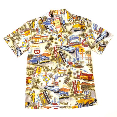 <div>PACIFIC LEGEND</div>MADE IN HAWAII USA<br>ALOHA SHIRT<br>ROUTE 66 BEIGE