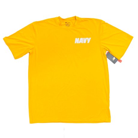 <div>NEW BALANCE</div>US NAVY<br>PHYSICAL TRAINING T-SHIRT<br>MADE IN USA<br>YELLOW
