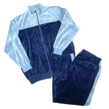 <div>NO BRAND</div>TRACK JACKET/PANTS<br>VELOUR SET UP<br>L.BLUxNAVY