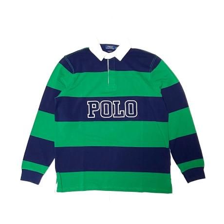 <div>Polo Ralph Lauren </div>L/S  RUGBY SHIRT<br>GREEN x NAVY
