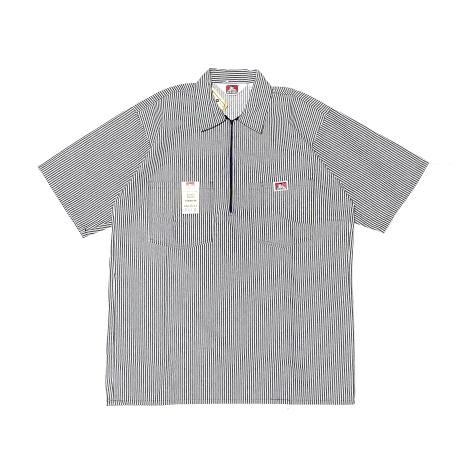 <div>BEN DAVIS</div>Made In USA<br>S/S  HALF ZIP SHIRT<br>BLACK STRIPE
