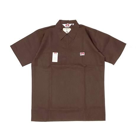 <div>BEN DAVIS</div>Made In USA<br>S/S  HALF ZIP SHIRT<br>BROWN