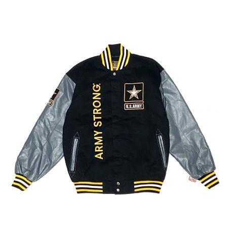<div>KNU UNIQUE</div>US ARMY<br>STADIUM JACKET<br>BLKxD.GRYxYEL