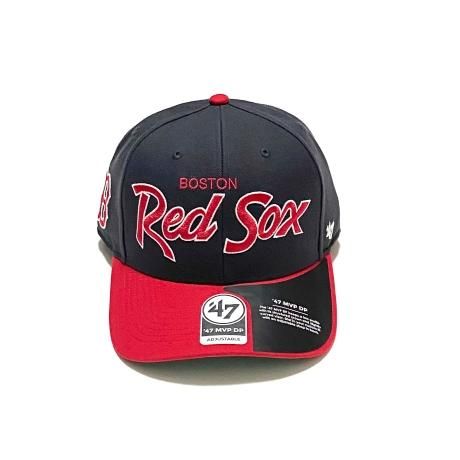<div>47 BRAND</div>SNAP BACK CAP<br>BOSTON RED SOX<br>SCRIPT LOGO<br>NVYxRED
