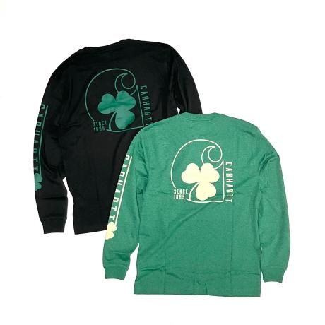 カーハート デカロゴ プリント オリーブ 長袖 Tシャツ USA 90s 緑