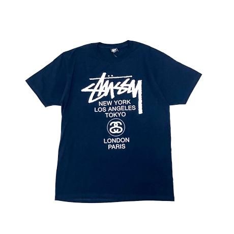 <div>STUSSY</div>S/S PRINT T-SHIRT<br>2000's Deadsdtock<br>WORLD TOUR<br>NVY