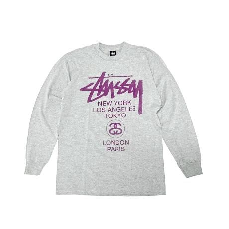 <div>STUSSY</div>L/S PRINT T-SHIRT<br>2000's Deadsdtock<br>WORLD TOUR<br>GRY