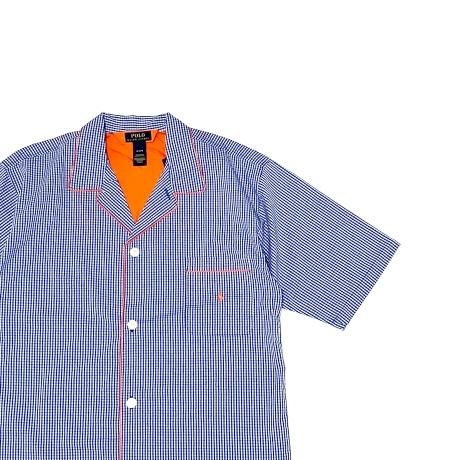 <div>Polo Ralph Lauren </div>S/S  PAJAMA SHIRT<br>BLUxWHT
