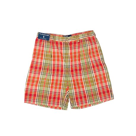<div>Polo Ralph Lauren</div>TYLER SHORTS<br>CHECK PLEATED SHORTS<br>OLIVE x ORANGE