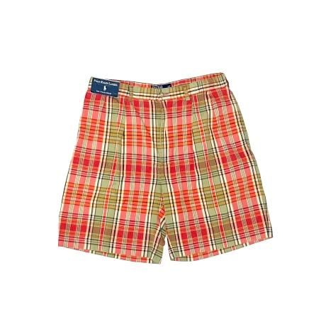 <div>Polo Ralph Lauren</div>TYLER SHORTS<br>CHECK PLEATED SHORTS<br>OLIVE x ORANGE