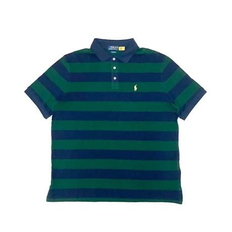 <div>Polo Ralph Lauren</div>S/S  POLO SHIRT<br>2TONEBORDER<br>NAVY x GREEN