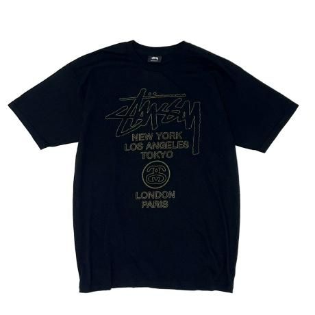 <div>STUSSY</div>S/S PRINT T-SHIRT<br>2000's Deadsdtock<br>WORLD-TOUR.BLACK
