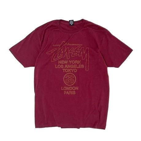 <div>STUSSY</div>S/S PRINT T-SHIRT<br>2000's Deadsdtock<br>WORLD-TOUR.WINE