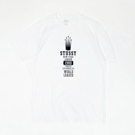 <div>STUSSY</div>S/S PRINT T-SHIRT<br>2000's Deadsdtock<br>CROWNWORLD LEAGUE<br>WHITE
