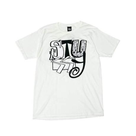 <div>STUSSY</div>S/S PRINT T-SHIRT<br>2000's Deadsdtock<br>MIX LOGO<br>WHITE