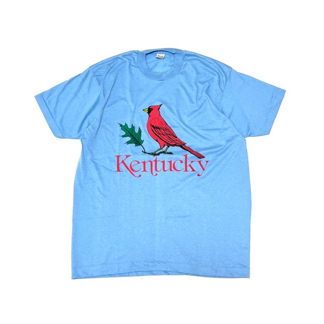 <div>KENTUCKY</div>S/S PRINT T-SHIRT<br>MADE IN USA<br>DEAD STOCK<br>L.BLUE