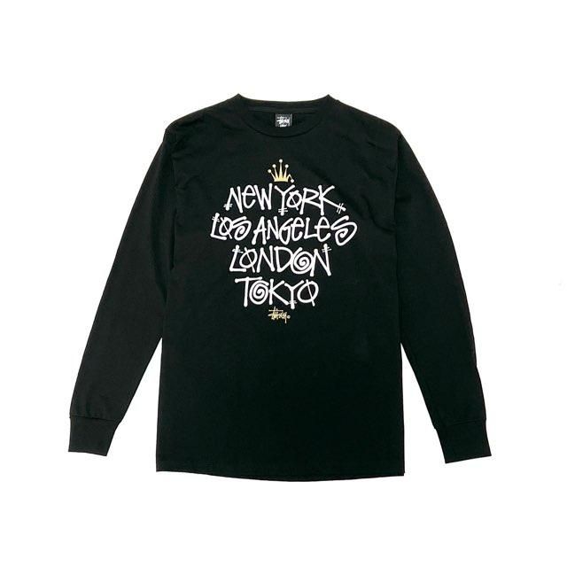 <div>STUSSY</div>L/S PRINT T-SHIRT<br>2000's Deadsdtock<br>JAPAN FIT<br>W.TOUR CROWN<br>BLK