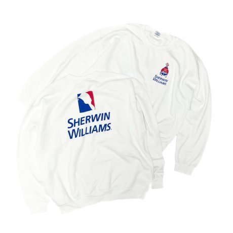 <div>SHERWIN WILLIAMS</div>STAFF CREW SWEAT<br>OFFICIAL<br>WHITE