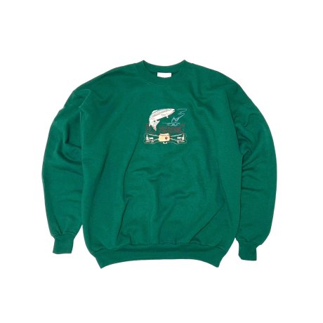 <div>M&C SPORTS</div>CREW SWEAT<br>TROUTFISHING<br>GREEN