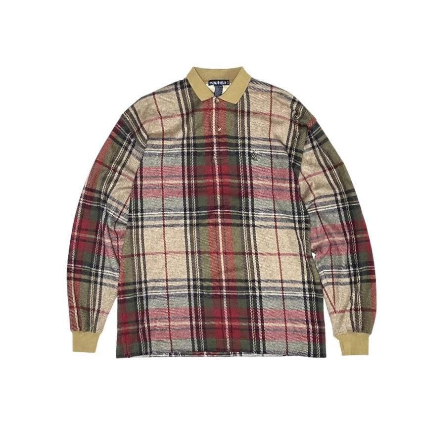 <div>NAUTICA</div>DEADSTOCK<br> L/S FLANNEL CHECK SHIRT<br> BRNGRNRED