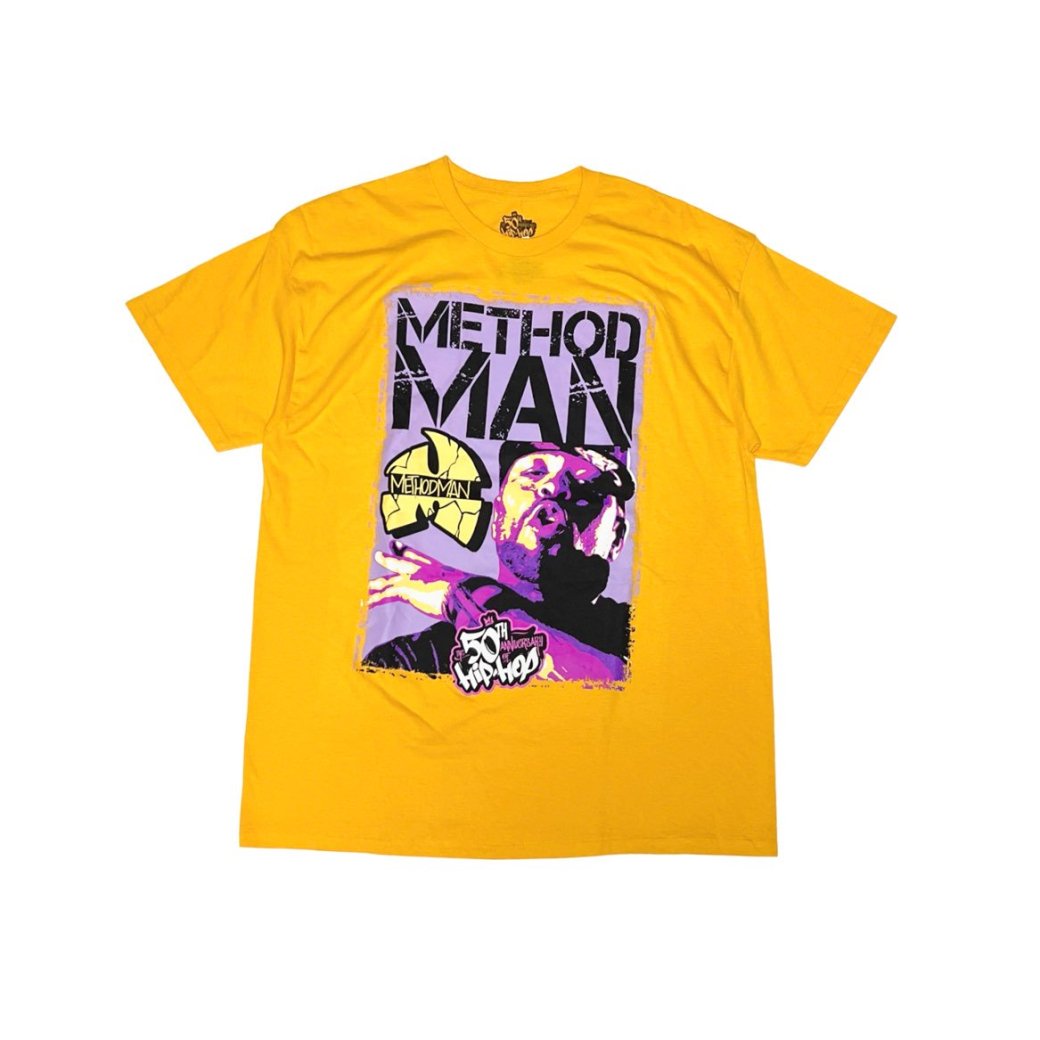 <div>METHODMAN</div>RAP TEE<br>OFFICIAL TEE<br>The 50TH ANNIVERSARY OF HIP-HOP<br>YELLOW