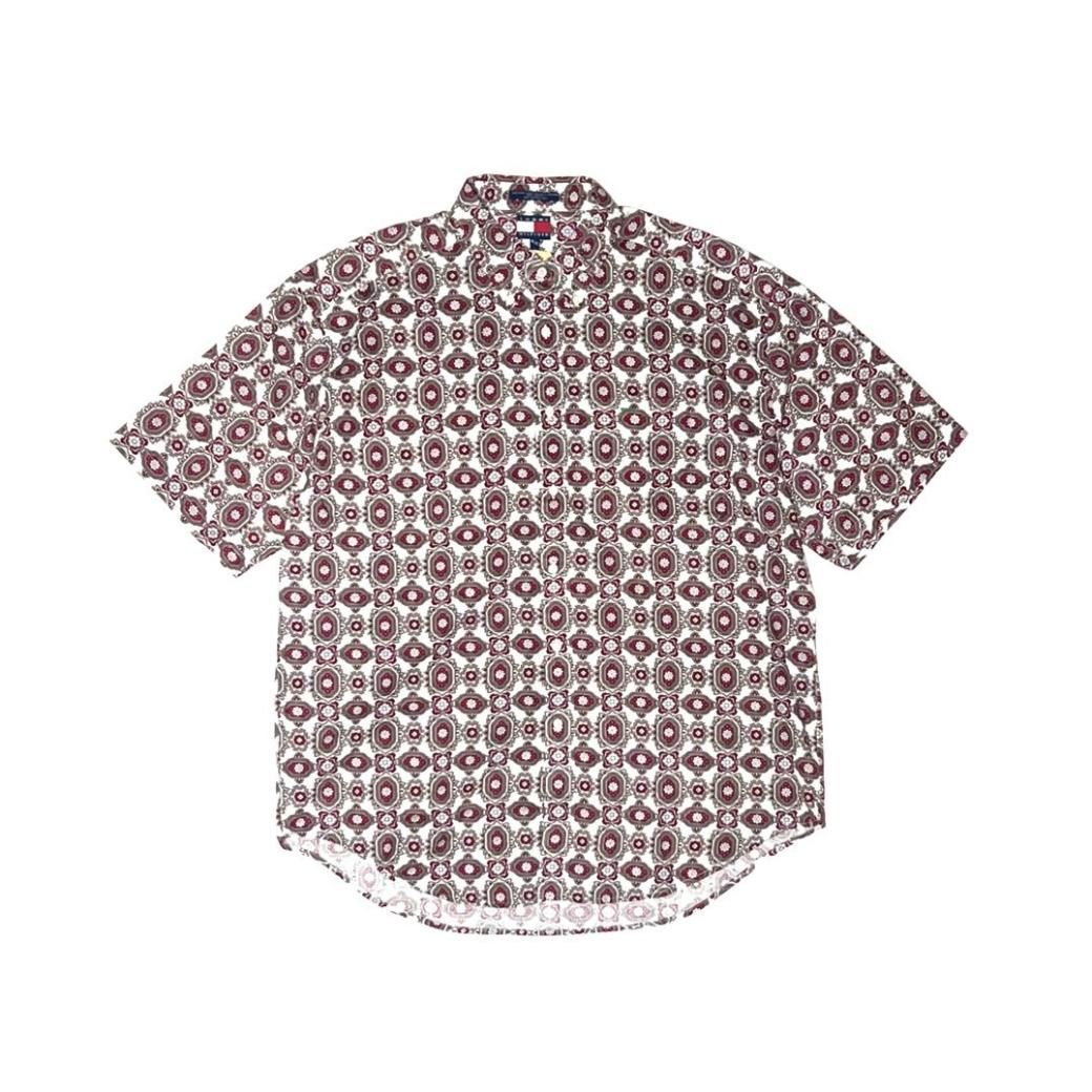 <div>TOMMY HILFIGER</div>DEADSTOCK<br>LINENxCOTTON<br>S/S SHIRT<br>WHTxRED