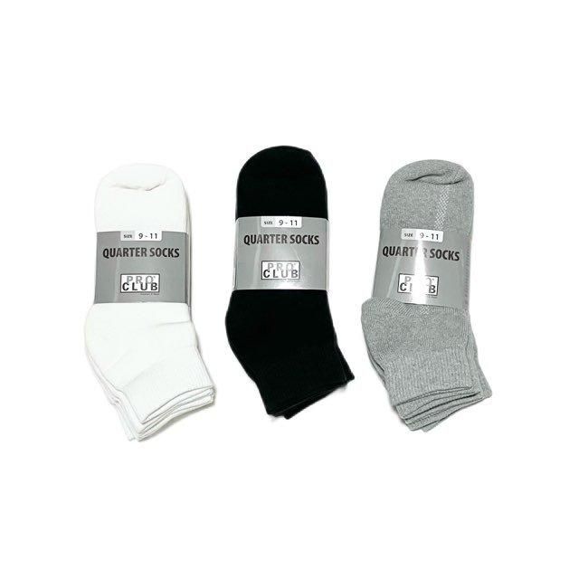 <div>PRO CLUB</div>3 PACK<br>QUATER SOCKS SOCKS<br>WHITE&BLACK&GREY