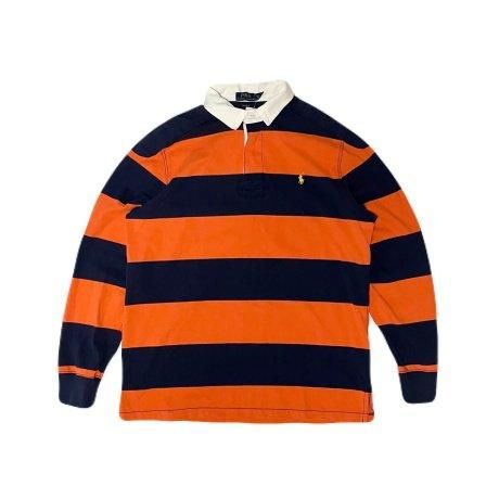 <div>Polo Ralph Lauren </div>L/S  RUGBY SHIRT<br>CUSTOM-FIT<br>ORGxNVY