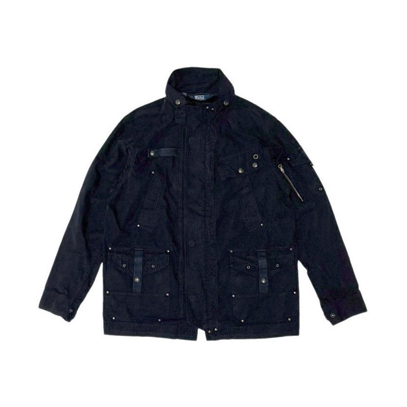 <div>Polo Ralph Lauren </div>DEADSTOCK<br>MOTORCYCLE JACKET<br> COTTON<br>NAVY