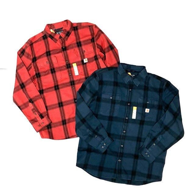 <div>CARHARTT</div>FLANNEL<br>L/S CHECK SHIRT<br>LOOSE FIT<br>RED,NVY