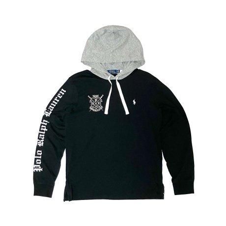 <div>Polo Ralph Lauren </div>LS HOODED RUGBY T-SHIRT<br>BLKxGRY