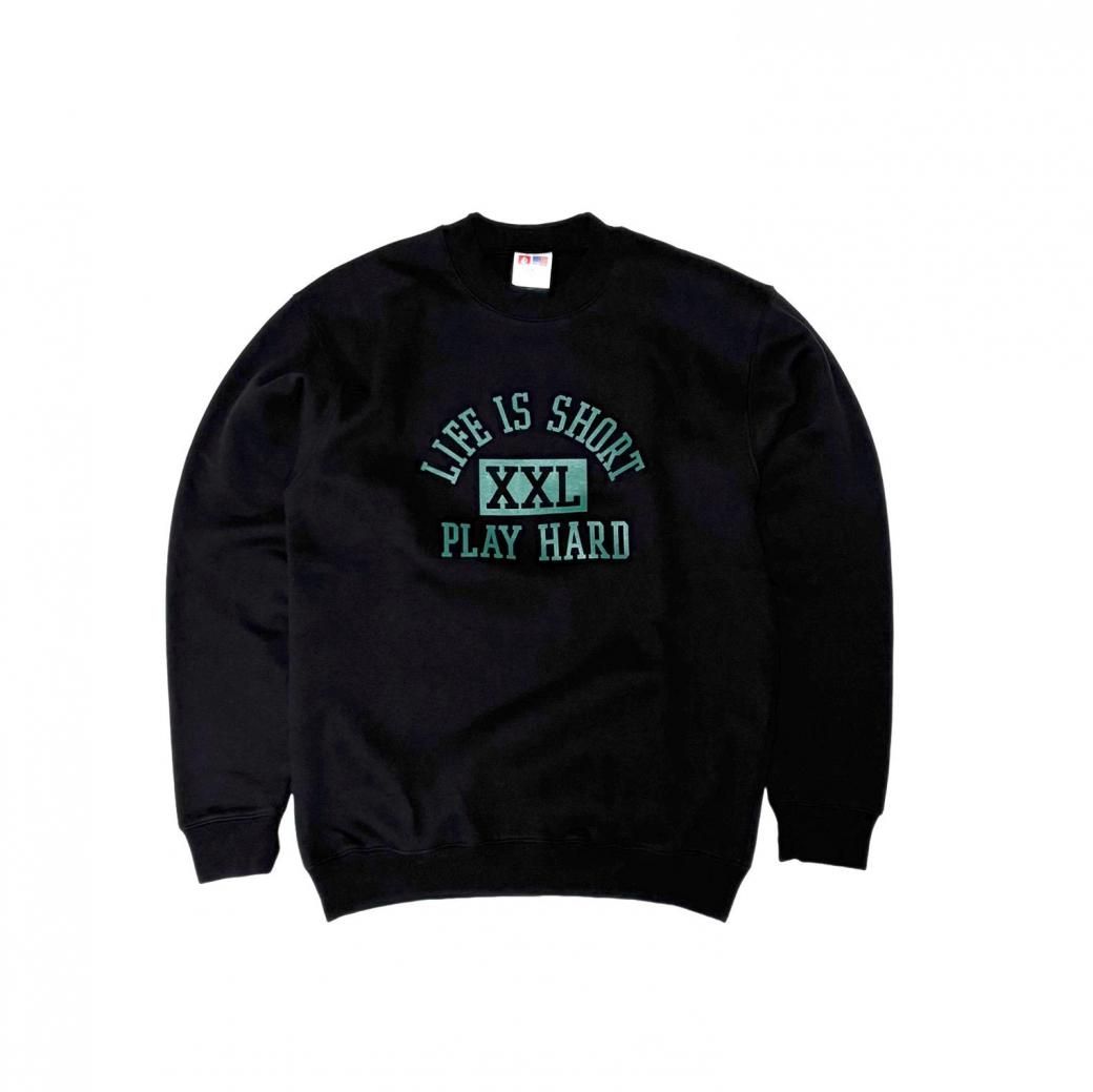 <div>FAT POCKETS OG</div>COLLEGE SWEAT<br>CREW SWEAT<br>MADE IN U.S.A/PRINTED IN JAPAN<br>BLKxF.GRN
