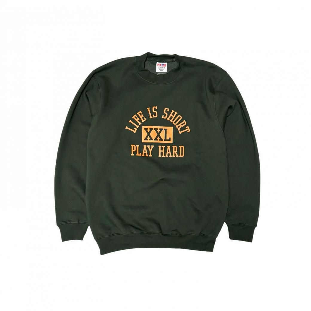 <div>FAT POCKETS OG</div>COLLEGE SWEAT<br>CREW SWEAT<br>MADE IN U.S.A/PRINTED IN JAPAN<br>H.GRNxORG
