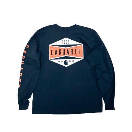 <div>CARHARTT</div>RELAXED-FIT<br>L/S T-SHIRT<br>SLEEVE,BACK PRINT<br>NAVY