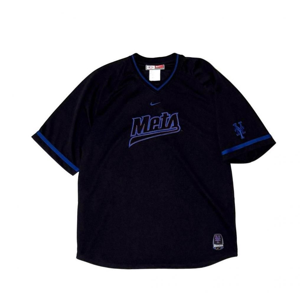 <div>NIKE</div>BASEBALL SHIRT<br>MLBJERSEY<br>NEW YORK METS<br>V-NECK<br>BLKBLU