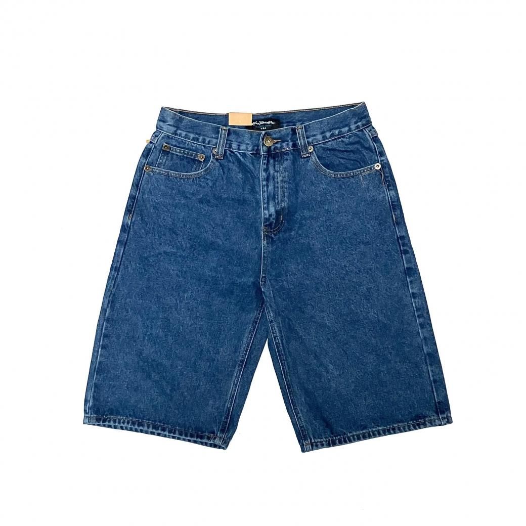 <div>KNO-BETTA</div>998 ZIP FLY<br>DENIM SHORTS<br>BAGGY-SHORTS<br>DARK.BLUE