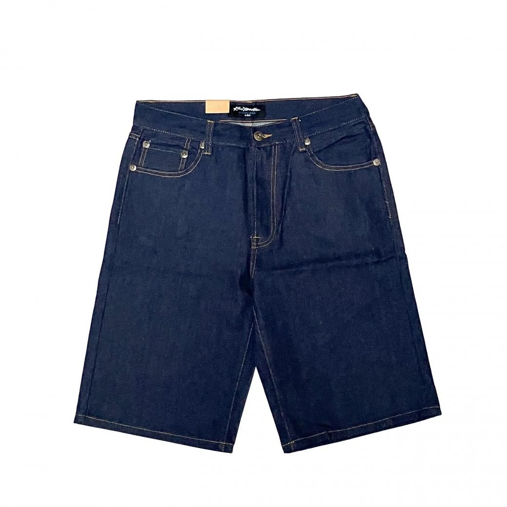 <div>KNO-BETTA</div>998 ZIP FLY<br>DENIM SHORTS<br>BAGGY-SHORTS<br>RAW INDIGO