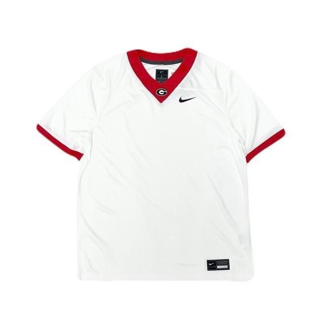 <div>NIKE</div>V-NECK SHIRT<br>NCAAJERSEY<br>GEORGIA BULLDOGS<br>WHTxRED