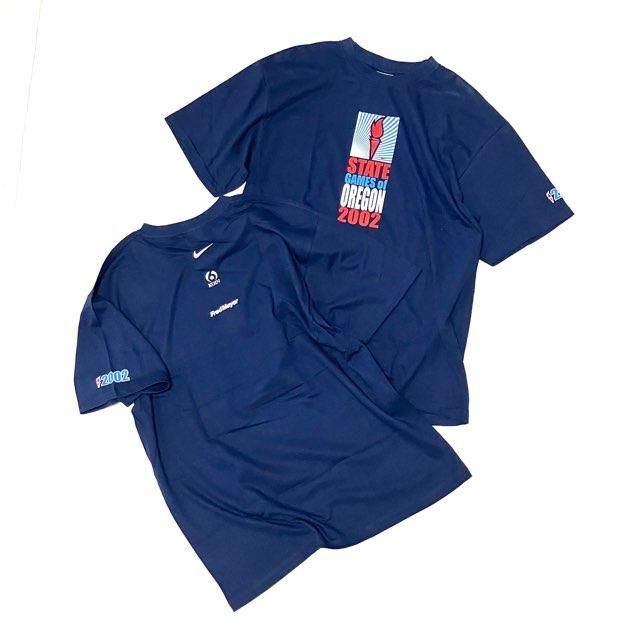 <div>Nike</div>2002sDEADSTOCK<br>S/S PRINT T-SHIRT<br>STATE GAMES of OREGON<br>NAVY