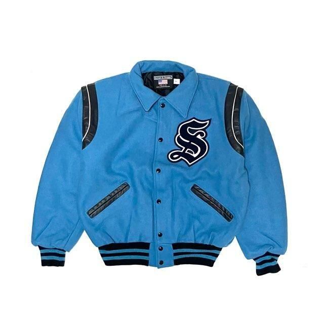 <div>STEWART&STRAUSS</div>WOOL<br>STADIUM JACKET<br>L.BLU