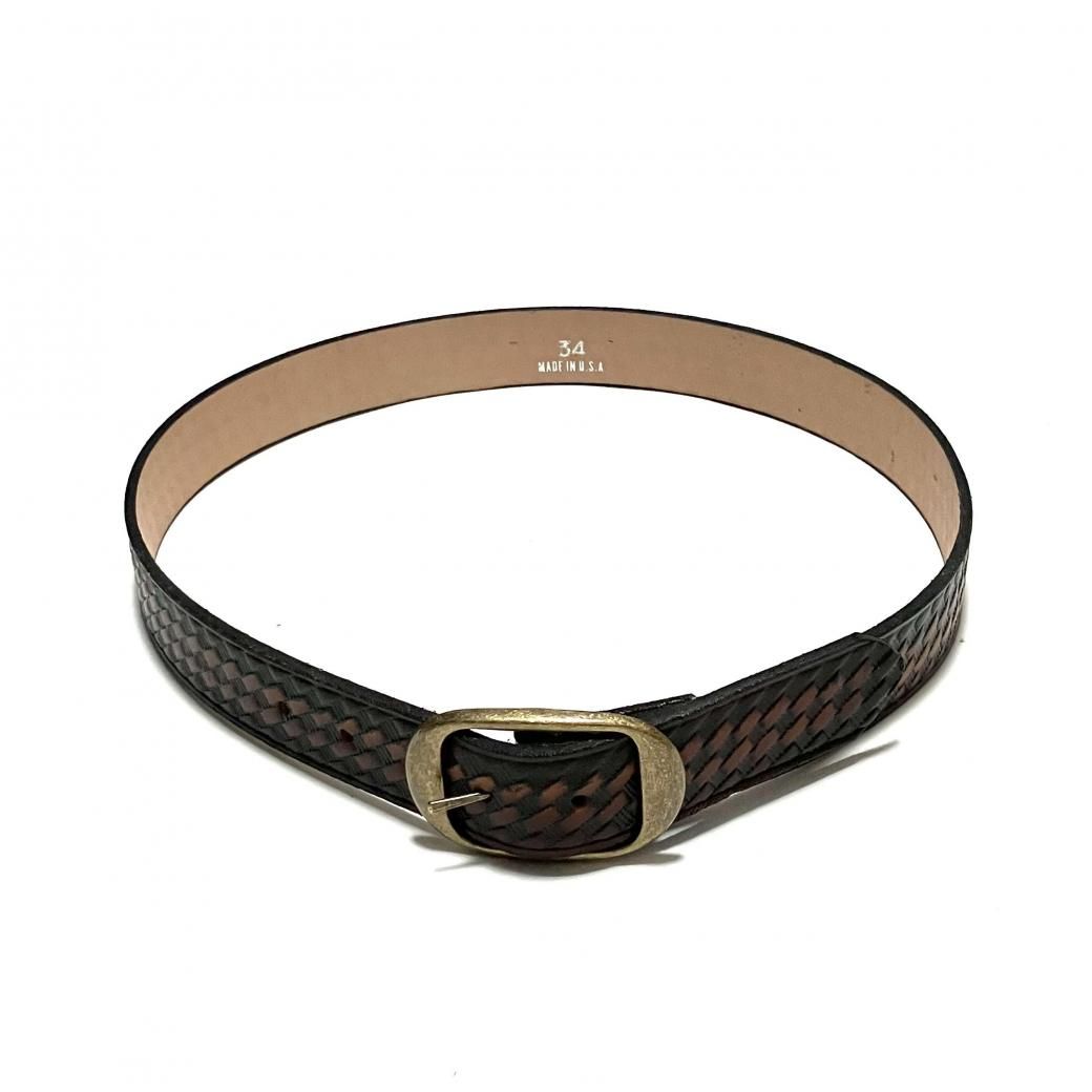 <div>BRACKNEY LEAHER</div>EMBOSSED BELT<br>MADE IN U.S.A<br>BROWN