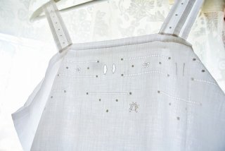 フランスアンティーク　アイレット刺繍＆モノグラム刺繍入キャミソールワンピース