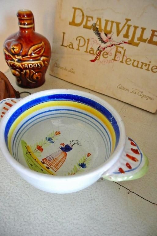 フランスアンティーク カンペール或いはマリコルヌ窯の耳付陶器