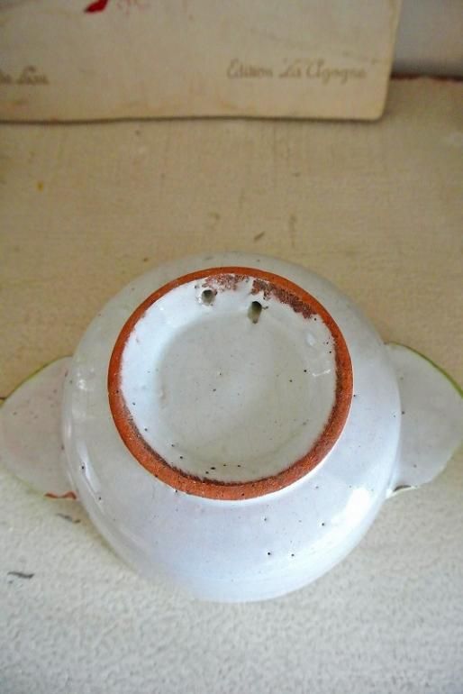 陶器　フランス　カンペール焼　ハンドル付きボウル　2客　ブルターニュ　未使用品 陶器 フランス カンペール焼 ハンドル付きボウル 2客