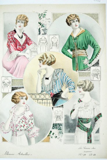 フランスアンティーク 19年代 ブラウスのファッションプレート メゾン ヴィヴィエンヌ