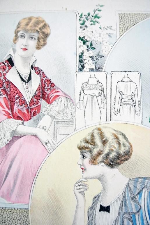 フランスアンティーク 1920年代 ブラウスのファッションプレート フランスアンティーク 1920年代 ブラウスのファッションプレート