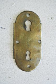 フランスアンティーク　真鍮製　シンプルな2重鍵穴プレート　