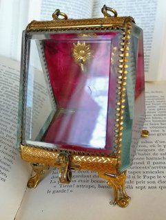 フランスアンティーク　ナポレオン３世時代　クリスタル時計ボックス　懐中時計ケース